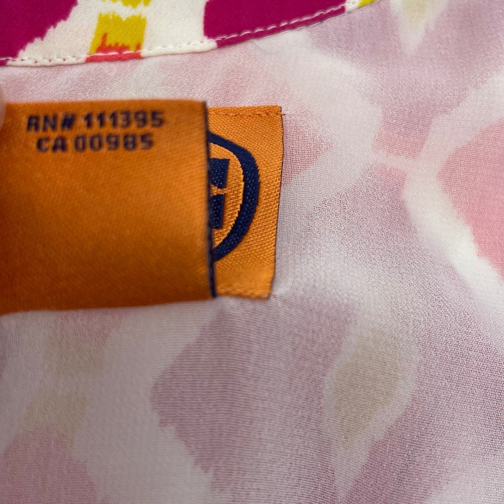 Tory Burch Dress Womens 10 Pink 100% Silk Ikat Pleated Empire Waist Boho Luxury - Picture 8 of 8